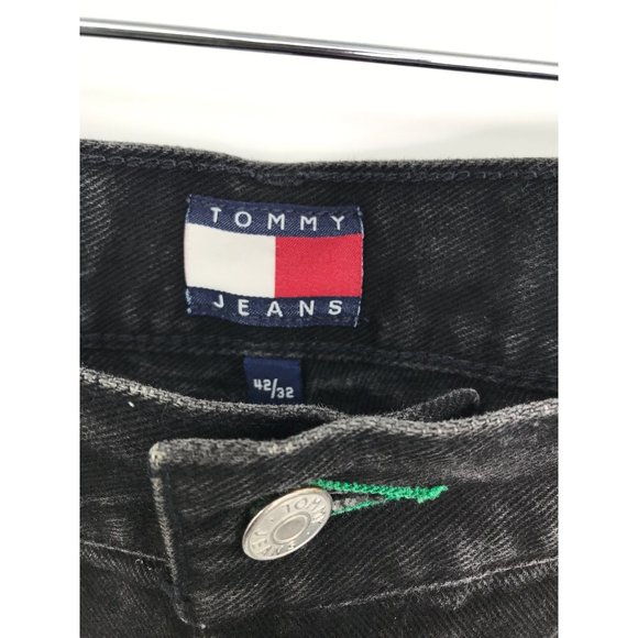 Tommy Hilfiger Y2K Vintage Men's Black Big Flag Relaxed Jeans 42 x 32 - Picture 3 of 6